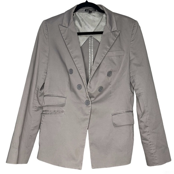 Express Gray Blazer Career Work One Button Size 10 - Picture 1 of 7